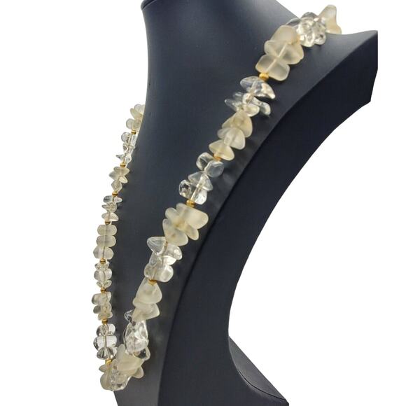 Napier Frosted Ice Necklace Faux Crystal Chip Beads Acrylic Lucite Nugget 29"L - Picture 5 of 9